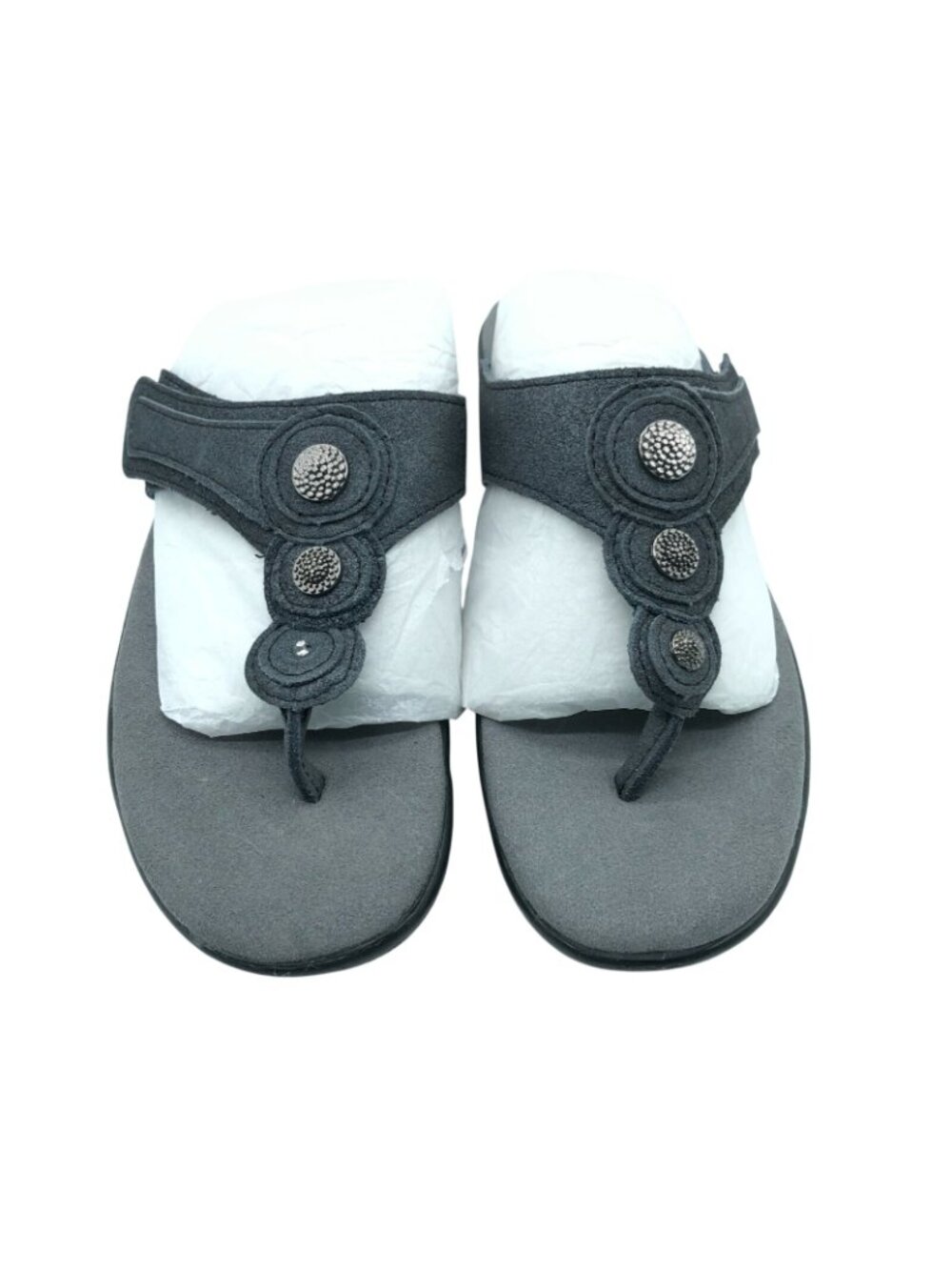 Propet Womens Sandals Slides Thong Leather Slip On Gray Size 6 - Picture 2 of 6